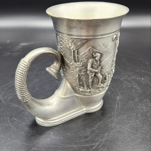 Vintage, SKS Zinn Pewter Boot Goblet, Very Ornate. Pictures of Wilderness n More